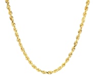 3.0mm 14k Yellow Gold Solid Diamond Cut Rope Chain