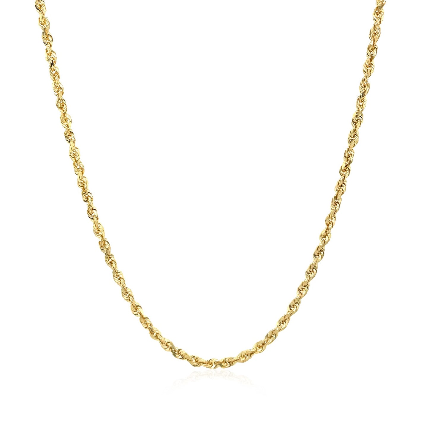 2.0mm 10k Yellow Gold Solid Diamond Cut Rope Chain