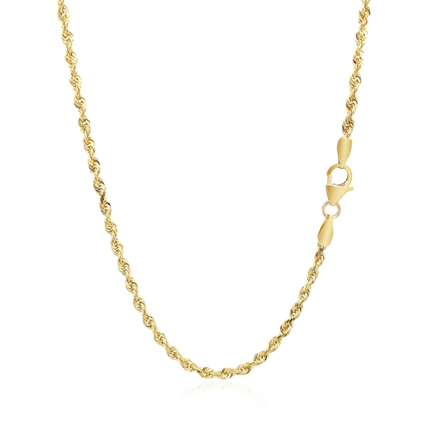 2.5mm 14k Yellow Gold Solid Diamond Cut Rope Chain